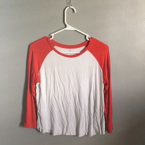 White/Red Baseball Tee Soft and Sexy